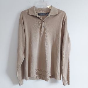 Oscar De La Renta Sweater Designer Tan Khaki Men's Sz L